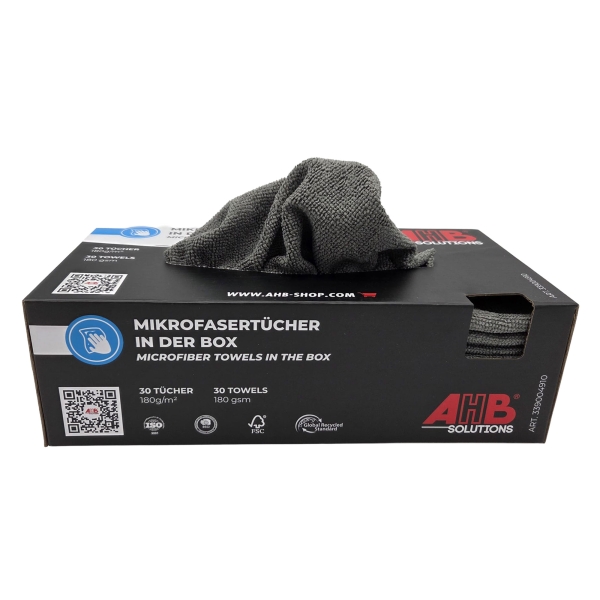Mikrofasertuch in der Box, 30 x 30 cm, grau
