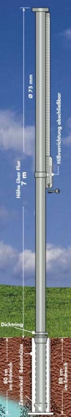 Alu-Fahnenmast mit Seilführung innen