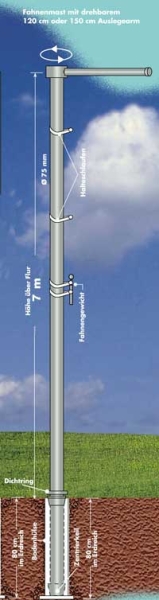 Alu-Fahnenmast mit Ausleger