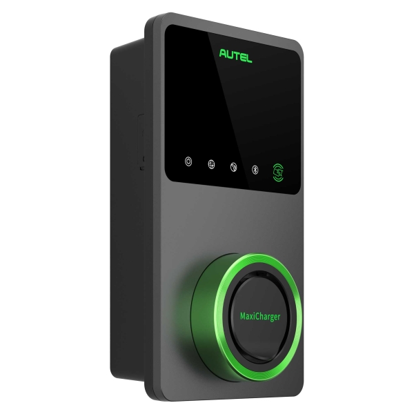 Autel Wallbox mit Stecker, grau, seitlich